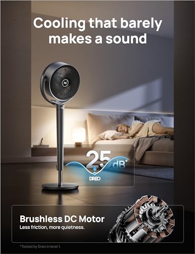 Dreo PolyFan 704S Pedestal Fan with Smart Control, 43'' Inches, 150°+120° Omni-Directional Oscillating Quiet Fans for Bedroom, 110ft Circulator Fan with DC Motor, 9 Speeds, 6 Modes, 12H Timer, Wi-Fi/Voice/Alexa
