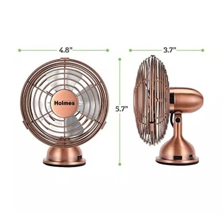 HOLMES Heritage 4-Inch Mini USB Desk Fan Brushed Copper, Open Box
