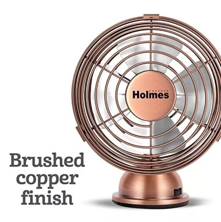 HOLMES Heritage 4-Inch Mini USB Desk Fan Brushed Copper, Open Box