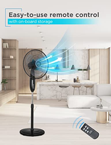 BLACK+DECKER 16 in. Dual Blade Stand Fan with Remote, Multicolored