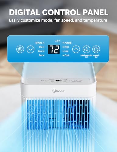 Midea MAP05S1AWT 8,500 BTU ASHRAE (5,000 BTU SACC) Portable Air Conditioner Smart Control, Cools up to 150 Sq. Ft., with Dehumidifier & Fan mode, Easy- to-use Remote Control & Window Installation Kit Included