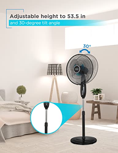 BLACK+DECKER 16 in. Dual Blade Stand Fan with Remote, Multicolored