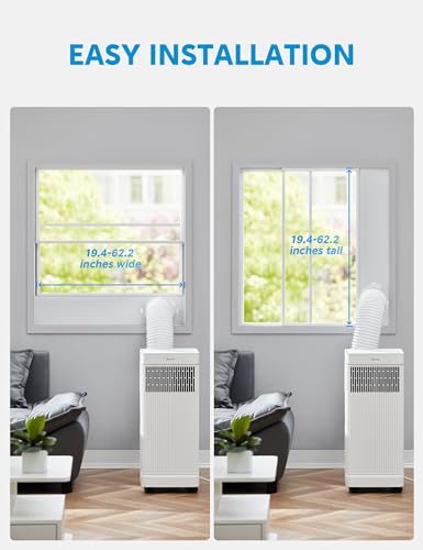 Midea MAP05S1AWT 8,500 BTU ASHRAE (5,000 BTU SACC) Portable Air Conditioner Smart Control, Cools up to 150 Sq. Ft., with Dehumidifier & Fan mode, Easy- to-use Remote Control & Window Installation Kit Included