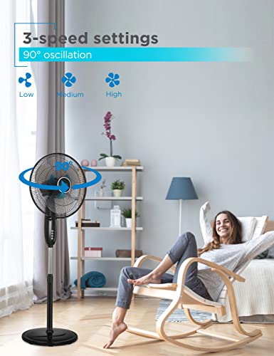 BLACK+DECKER 16 in. Dual Blade Stand Fan with Remote, Multicolored