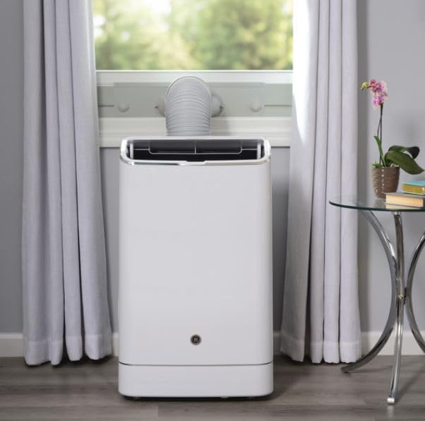GE APWA14YBMW 14,000 BTU Portable Air Conditioner for Medium Rooms up to 550 sq ft. (9,850 BTU SACC), Wi-Fi Enabled, 3-in-1 with Dehumidify, Fan, and Auto Evaporation, Included Window Installation Kit