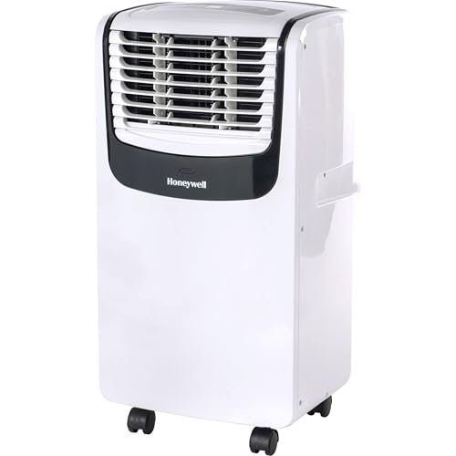 Honeywell MO08CESWK6 9,000 BTU Portable Air Conditioner for Bedroom, Living Room, Apartment, 115V, Cools Rooms Up to 400 Sq. Ft. with Dehumidifier & Fan, 24-hour Timer, Remote, White/Black