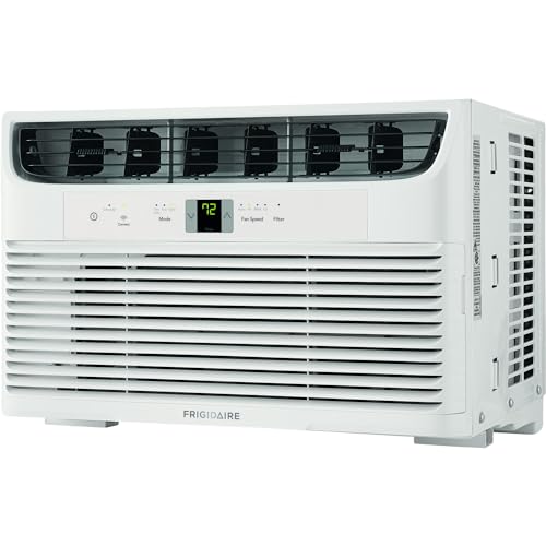 Frigidaire FHWC083TB1 8,000 BTU Window Air Conditioner & Dehumidifier, 115V, Cools up to 350 Sq. Ft. for Apartment, Dorm Room & Small/Medium Rooms, with Remote Control, Programmable Timer, and Sleep Mode, White