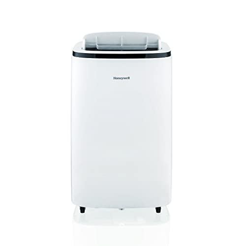 Honeywell HJ2CESWK8 12,000 BTU Portable Air Conditioner for Bedroom, Living Room, Basement, 115V, Cools Up To 550 Sq. Ft. with 3 Speeds, Timer, Dehumidifier, Fan, and Remote Control, Black/White