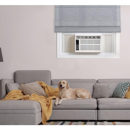 Whirlpool WHAW081CW 8,000 BTU Window Air Conditioner with Dehumidifier, 115V, Window AC for Rooms up to 350 Sq. Ft., Living Room, Bedroom, or Apartment, with 3 Speeds, Remote Control, and 24H Timer, White