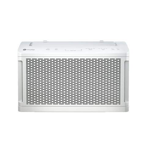 GE Profile AHTT08BC ClearView Window Air Conditioner Unit, 8,300 BTU, U-Shaped Adjustable Depth, Energy Efficient Cooling up to 350 sq ft., Ultra Quiet, SMART Home Capable, Includes Remote, White