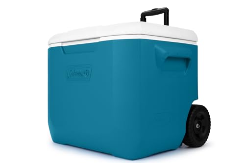 Coleman Chiller Series 60 qt Wheeled Portable Cooler, Insulated Hard Cooler with Ice Retention & Heavy-Duty Wheels & Handle, Great for Camping, Tailgating, Beach, Picnic, Groceries, Boating & More