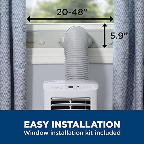 GE APFD05JASW 5,100 BTU Portable Air Conditioner for Small Rooms up to 150 sq ft., 3-in-1 with Dehumidify, Fan and Auto Evaporation, Included Window Installation Kit,White