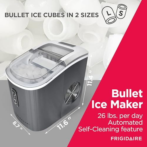 Frigidaire EFIC103AMZ-SSBLACK-SC SELF CLEANING AMZ-SSBLACK-SC EFIC103 Maker Machine Heavy Duty, 26lb Ice per Day, Stainless Steel, Black Stainless