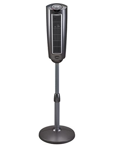 Lasko 2535 Oscillating Pedestal Fan, Adjustable Height, 3 Quiet Speeds, Timer, Remote Control for Bedroom, Living Room, Home Office and College Dorm Room, 52", Silver and Gray