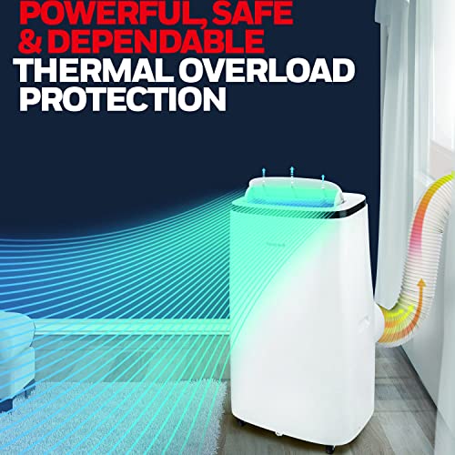 Honeywell HJ2CESWK8 12,000 BTU Portable Air Conditioner for Bedroom, Living Room, Basement, 115V, Cools Up To 550 Sq. Ft. with 3 Speeds, Timer, Dehumidifier, Fan, and Remote Control, Black/White