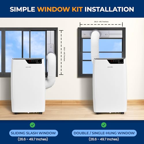 SereneLife SLACHT14W Portable Air Conditioner 14000 BTU - Compact Free Standing Single Duct A/C Unit w/Cooling, Heat, Dehumidifier & Fan, Energy Efficient, 400 Sq.Ft. Cooling, Includes Window Mount Kit, Wheels