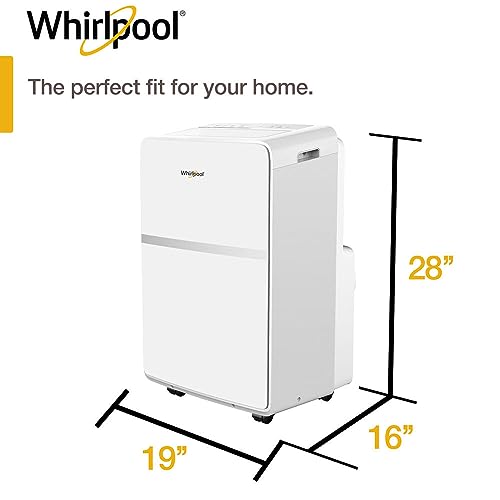 Whirlpool WHAP131BWC 8,000 BTU Portable Air Conditioner for Home with Dehumidifier, A/C Portable Air Conditioner for Apartment and Bedroom, 115V, AC for Small Rooms up to 350 Square Feet with Remote in White