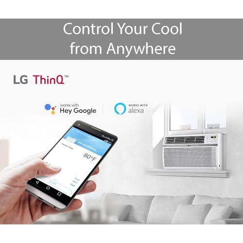 LG LW1217ERSM1 12,000 BTU Smart Window Air Conditioner, 115V, AC Window Unit for Rooms up to 550 Sq. Ft., Perfect for Kitchen or Living Room, Phone & Voice Control, Works with LG ThinQ, Amazon Alexa, Hey Google