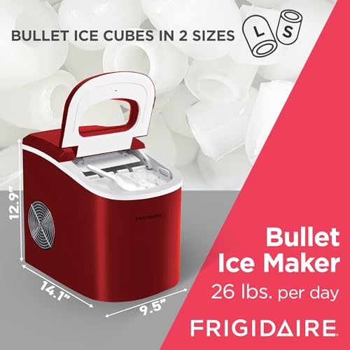 Frigidaire EFIC102-RED Compact Making Machine, Large Portable Ice Maker, Red, Medium