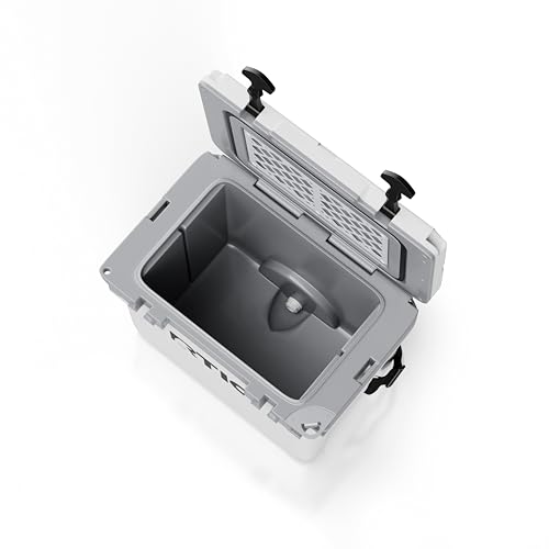 RTIC Ultra-Light 22 Quart Hard Cooler Insulated Portable Ice Chest Box for Drink, Beverage, Beach, Camping, Picnic, Fishing, Boat, Barbecue, 30% Lighter Than Rotomolded Coolers, White & Grey