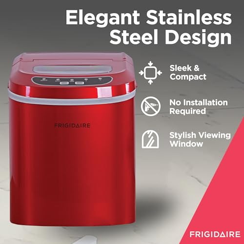 Frigidaire EFIC102-RED Compact Making Machine, Large Portable Ice Maker, Red, Medium
