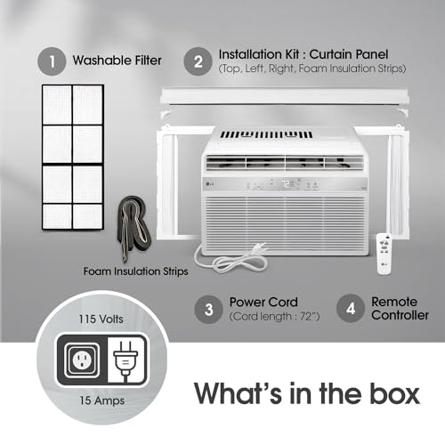 LG LW6024R 6,000 BTU Window Air Conditioner, Cools 250 Sq.Ft. (10' x 25' Room Size), Quiet Operation, Electronic Control with Remote, 2 Cooling & Fan Speeds, 2-Way Air Deflection, Auto Restart, 115V