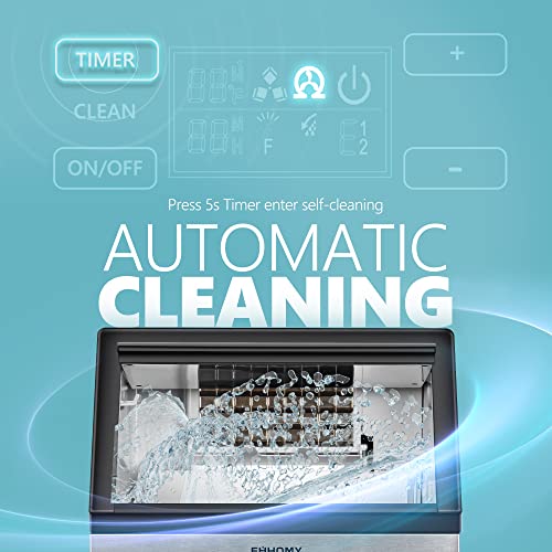 EUHOMY IM-02-W Commercial Ice Maker Machine - 99lbs Daily Production, 33lbs Ice Storage, Stainless Steel Freestanding & Under Counter Ice Maker, Ideal Ice Maker for Home/Bar/Restaurant/Outdoor Activities