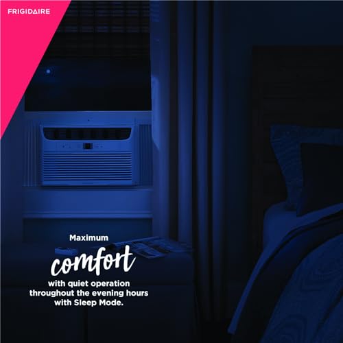 Frigidaire FHWC083TB1 8,000 BTU Window Air Conditioner & Dehumidifier, 115V, Cools up to 350 Sq. Ft. for Apartment, Dorm Room & Small/Medium Rooms, with Remote Control, Programmable Timer, and Sleep Mode, White