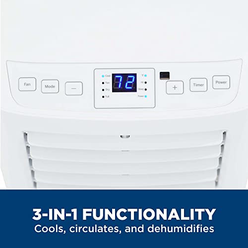 GE APFD05JASW 5,100 BTU Portable Air Conditioner for Small Rooms up to 150 sq ft., 3-in-1 with Dehumidify, Fan and Auto Evaporation, Included Window Installation Kit,White