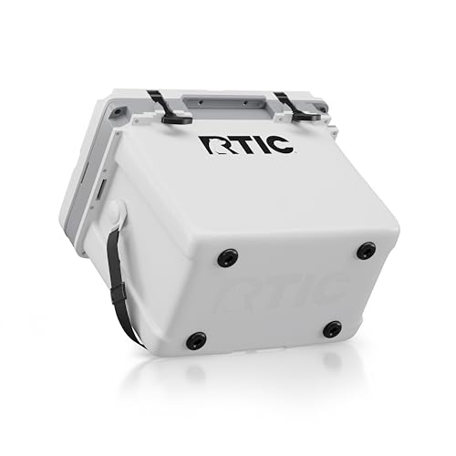 RTIC Ultra-Light 22 Quart Hard Cooler Insulated Portable Ice Chest Box for Drink, Beverage, Beach, Camping, Picnic, Fishing, Boat, Barbecue, 30% Lighter Than Rotomolded Coolers, White & Grey