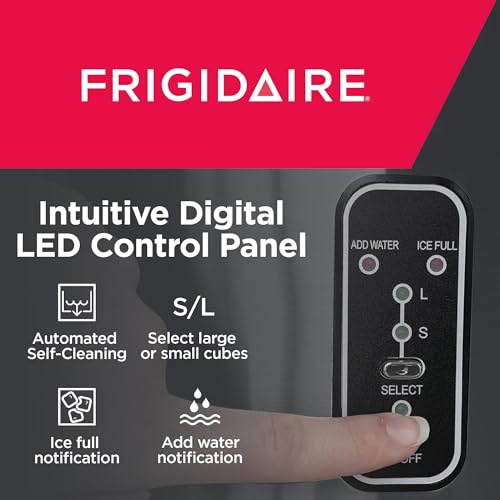 Frigidaire EFIC103AMZ-SSBLACK-SC SELF CLEANING AMZ-SSBLACK-SC EFIC103 Maker Machine Heavy Duty, 26lb Ice per Day, Stainless Steel, Black Stainless