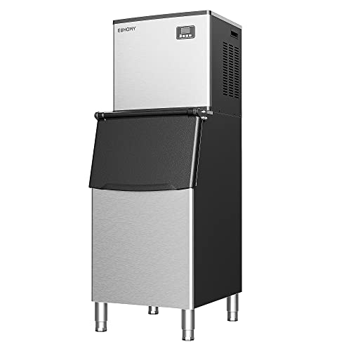 EUHOMY B0C4T13VC4 Commercial Ice Maker Machine 400Lbs/24H, SECOP Compressor&ETL Approval, Industrial Ice Machine, 250Lbs Storage, Ice Ready in 8-15 min, Stainless Steel Ice Maker for Bar/Cafe/Restaurant/Business