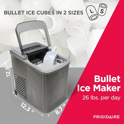 Frigidaire EFIC120 Countertop Ice Maker, Compact Machine, 26 lbs per day, Stainless