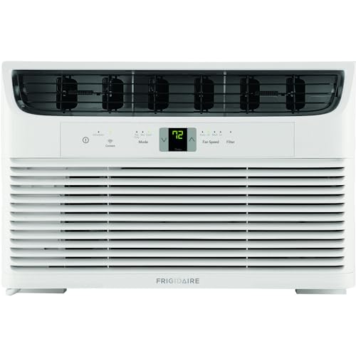 Frigidaire FHWC083TB1 8,000 BTU Window Air Conditioner & Dehumidifier, 115V, Cools up to 350 Sq. Ft. for Apartment, Dorm Room & Small/Medium Rooms, with Remote Control, Programmable Timer, and Sleep Mode, White