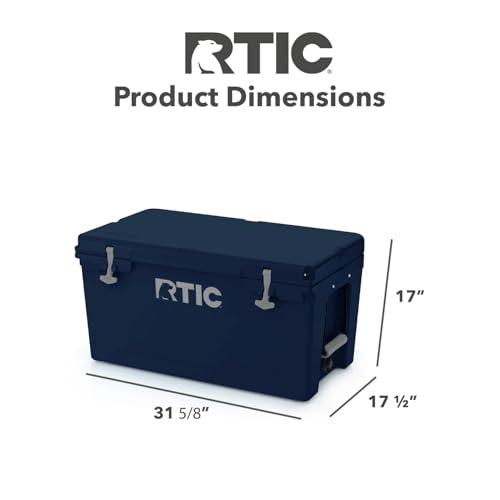 RTIC 65 QT Ultra-Tough Cooler Hard Insulated Portable Ice Chest Box for Beach, Drink, Beverage, Camping, Picnic, Fishing, Boat, Barbecue, Navy