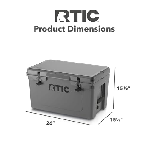 RTIC 45 QT Ultra-Tough Cooler Hard Insulated Portable Ice Chest Box for Beach, Drink, Beverage, Camping, Picnic, Fishing, Boat, Barbecue, Dark Grey