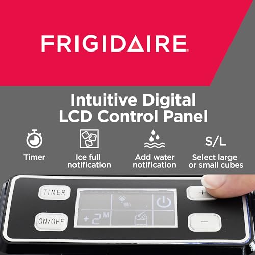 Frigidaire EFIC452-SSBLACK XL Maker, Makes 40 Lbs. of Clear Square Ice Cubes A Day, Black Stainless