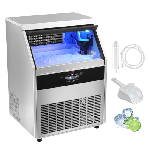 VEVOR SSX300 Commercial Ice Maker Machine, 330lbs/24H Ice Maker Machine with 88lbs Storage Capacity, 126 Ice Cubes in 12-15 Minutes, LED Digital Display Commercial Ice Maker for Bar Home Restaurant