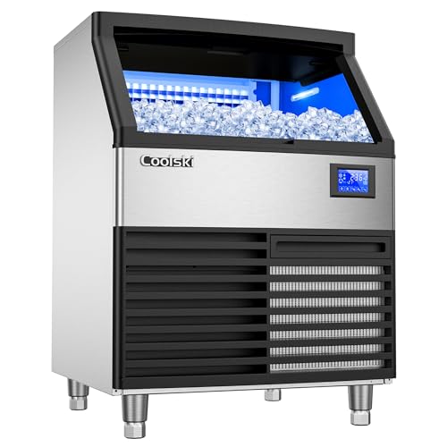 Coolski IM280 Commercial Ice Maker Machine 320LBS/24H, 26’’ Under Counter Ice Machine with SECOP Compressor/80LBS Storage Bin/Self Cleaning, Freestanding Ice Maker for Restaurants/Bars, ETL Approved