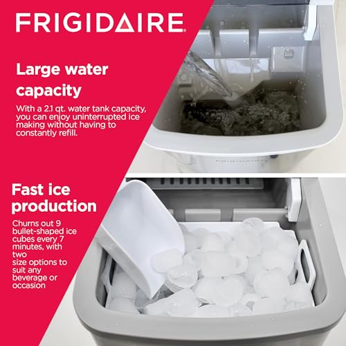 Frigidaire EFIC120 Countertop Ice Maker, Compact Machine, 26 lbs per day, Stainless