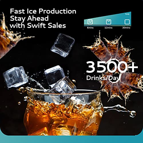 EUHOMY B0C4T13VC4 Commercial Ice Maker Machine 400Lbs/24H, SECOP Compressor&ETL Approval, Industrial Ice Machine, 250Lbs Storage, Ice Ready in 8-15 min, Stainless Steel Ice Maker for Bar/Cafe/Restaurant/Business