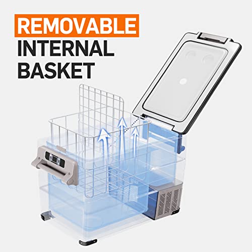 EUHOMY 12 Volt Refrigerator, 48QT(45L) Electric Cooler, 12V Fridge APP Control, 12V Cooler -4℉~68℉, Portable Freezer 12/24V DC 110-240V AC for Camping, Travel, Truck, Home