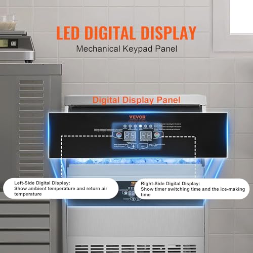 VEVOR SSX300 Commercial Ice Maker Machine, 330lbs/24H Ice Maker Machine with 88lbs Storage Capacity, 126 Ice Cubes in 12-15 Minutes, LED Digital Display Commercial Ice Maker for Bar Home Restaurant