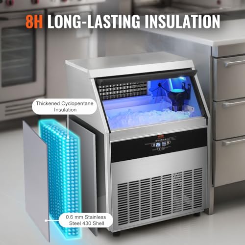 VEVOR SSX300 Commercial Ice Maker Machine, 330lbs/24H Ice Maker Machine with 88lbs Storage Capacity, 126 Ice Cubes in 12-15 Minutes, LED Digital Display Commercial Ice Maker for Bar Home Restaurant