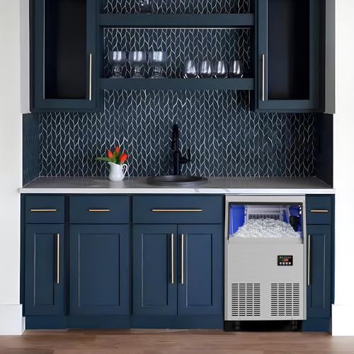 Coolski IM90B Commercial Ice Maker Machine 100LBS/24H, Under Counter Ice Maker with 34LBS Storage Capacity, Stainless Steel Ice Machine for Restaurant Home Bar, DOE