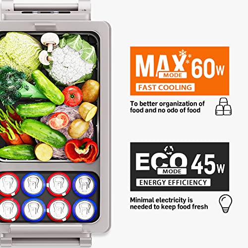 EUHOMY 12 Volt Refrigerator, 48QT(45L) Electric Cooler, 12V Fridge APP Control, 12V Cooler -4℉~68℉, Portable Freezer 12/24V DC 110-240V AC for Camping, Travel, Truck, Home