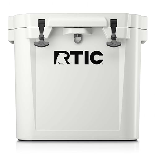 RTIC 45 QT Wheeled Ultra-Tough Cooler Hard Insulated Portable Ice Chest Box for Beach, Drink, Beverage, Camping, Picnic, Fishing, Boat, Barbecue, Rotomolded Construction, White