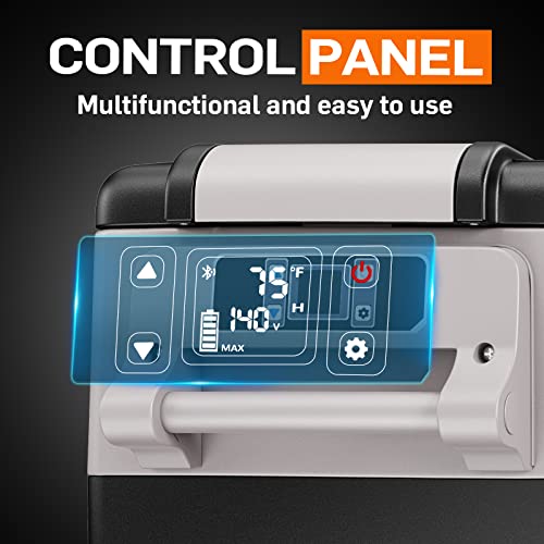 EUHOMY 12 Volt Refrigerator, 48QT(45L) Electric Cooler, 12V Fridge APP Control, 12V Cooler -4℉~68℉, Portable Freezer 12/24V DC 110-240V AC for Camping, Travel, Truck, Home