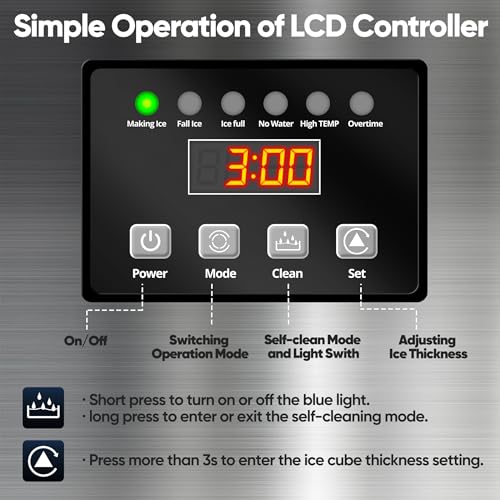 Coolski IM90B Commercial Ice Maker Machine 100LBS/24H, Under Counter Ice Maker with 34LBS Storage Capacity, Stainless Steel Ice Machine for Restaurant Home Bar, DOE