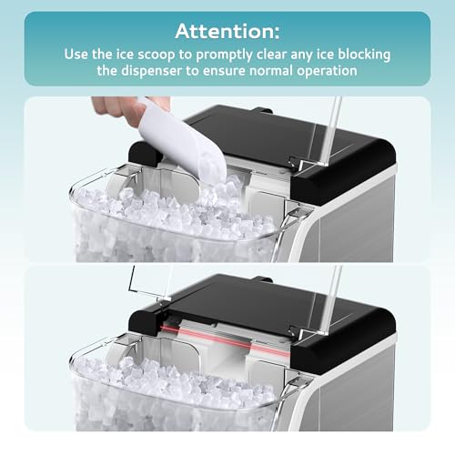 EUHOMY IM-15S Nugget Ice Makers Countertop, Pebble Ice Maker Machine with 35lbs/24H Soft Ice, Self-Cleaning Sonic Ice Maker with Ice Scoop&Basket, Pellet Ice Maker for Home/Kitchen/Office(Stainless Steels)